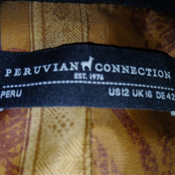 Peruvian Connection Alpalca Black Pea Coat - Picture 2 of 7